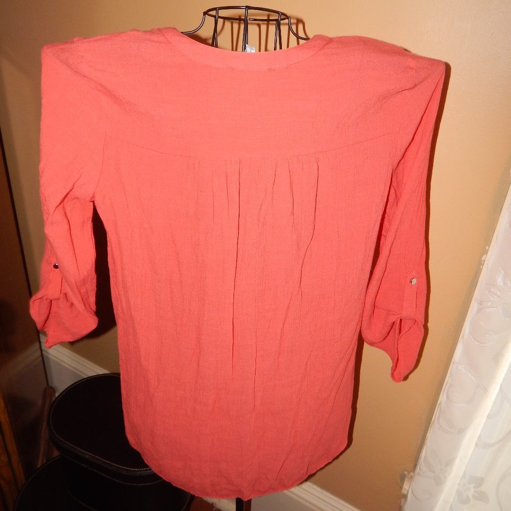 Ladies NOTATIONS button-front Tunic - Blouse ~~ Size Large~~ Coral - Picture 5 of 6
